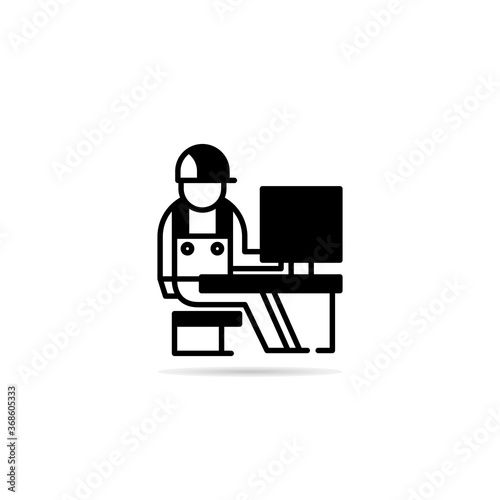 engineer working on desktop icon  vector illustration