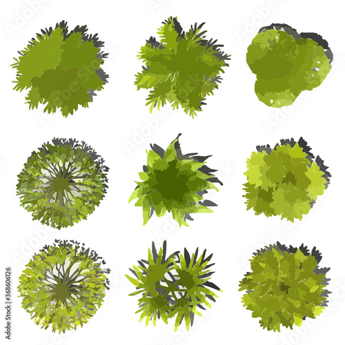 set of tree top view for landscape plan and architecture layout