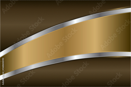 Metallic background.Luxury of gold and silver with carbon fiber.Golden line metal modern design.