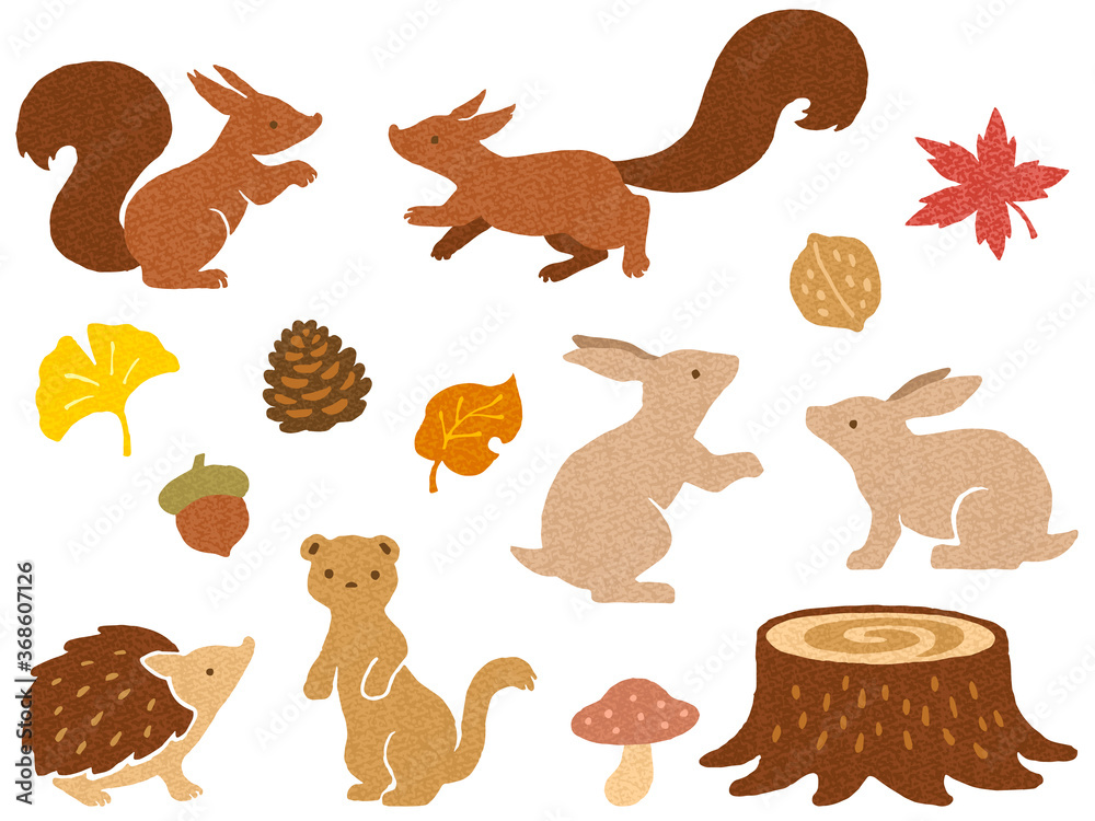 秋の紅葉と森の小動物のイラストセット 画用紙テクスチャ Stock Vector Adobe Stock 秋の紅葉と森の小動物のイラストセット 画用紙テクスチャ Stock Vector Adobe Stock