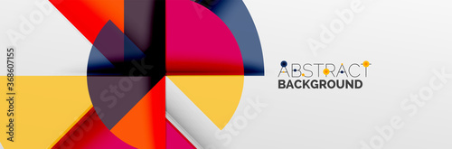 Free Download Bright color circles, abstract round shapes and triangles composition with shadow effects. Vector modern geometric design template - GFXLoad