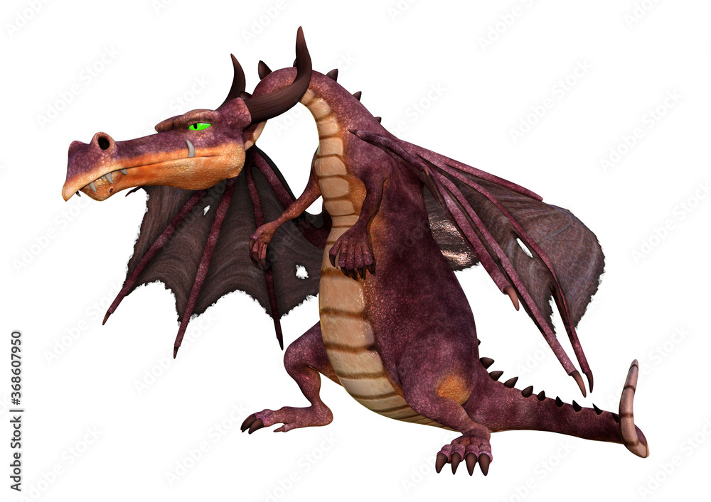 Fototapeta premium 3D Rendering Fairy Tale Dragon on White