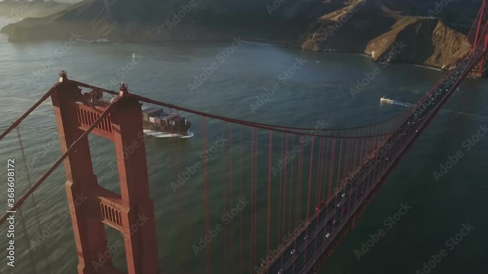 The Golden gate bridge aerial shot 