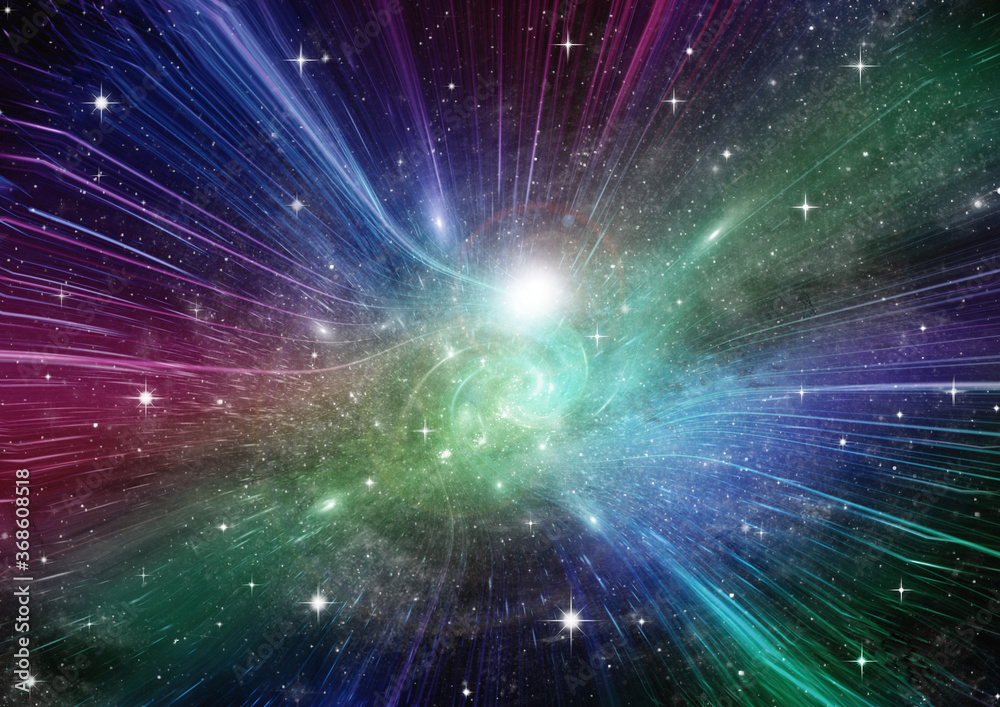 Naklejka premium galaxy in a free space. 3D rendering