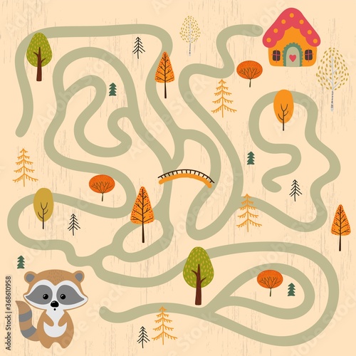 Educational game for children. A fun maze for young children. Cartoon vector illustration.