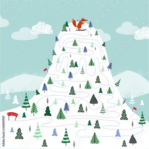 Educational game for children. A fun maze for young children. Cartoon vector illustration.