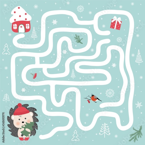 Educational game for children. A fun maze for young children. Cartoon vector illustration.