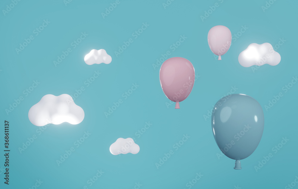 balloons and clouds in the sky