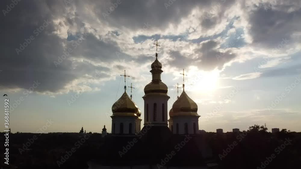 Domes of the Catherine Church in Chernigov.
Aerial photography from a quadcopter video camera.
