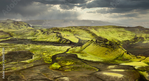 Dramatic clouds in the area of lake in Iceland photo