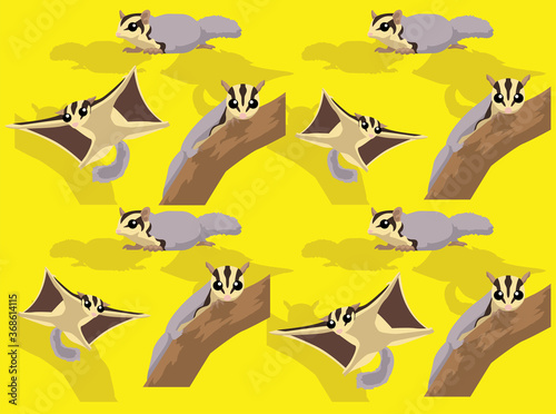 Animal Australian Sugar Glider Cute Cartoon Background Wallpaper-01