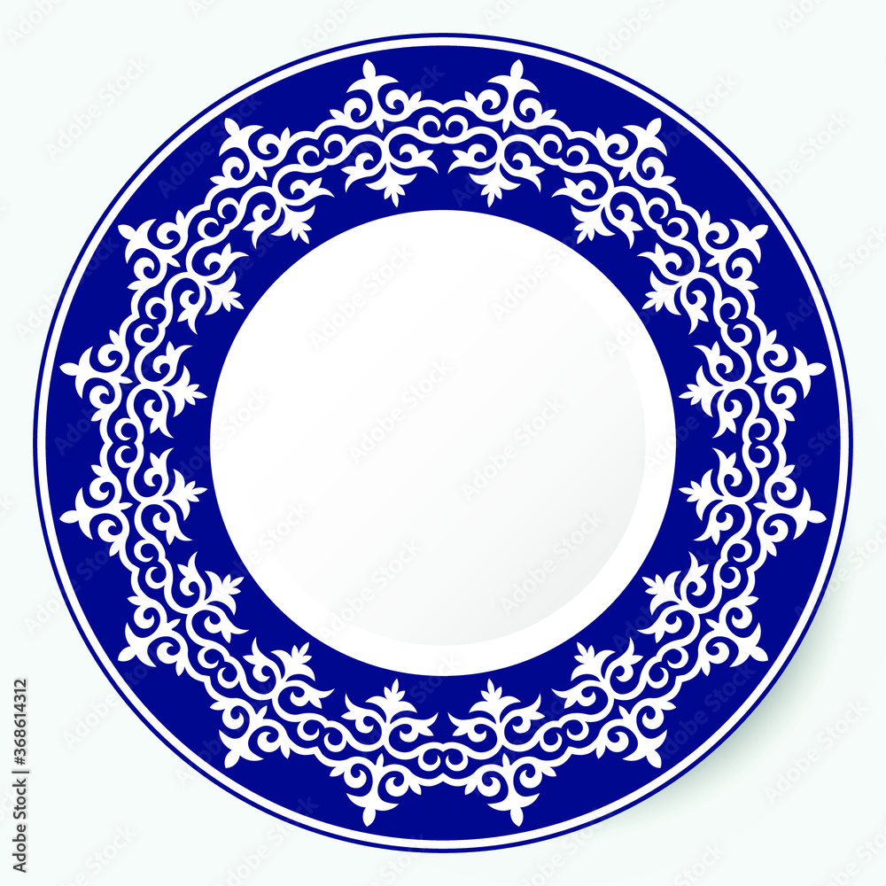 Frame of vector ornamental elements with motifs of Kazakh, Kyrgyz, Uzbek, Tatar, Yakut, Turk. National Asian decor for borders, textile, plate, tile, and print design. Workpiece for your design Frame of vector ornamental elements with motifs of Kazakh, Kyrgyz, Uzbek, Tatar, Yakut, Turk. National Asian decor for borders, textile, plate, tile, and print design. Workpiece for your design