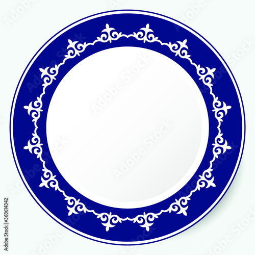 Frame of  vector ornamental elements with motifs of Kazakh, Kyrgyz, Uzbek, Tatar, Yakut, Turk. National Asian decor for borders, textile, plate, tile, and print design. Workpiece for your design