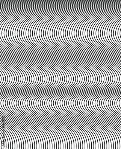Monochrome texture with wavy lines for graphic design. Simple black and white repeated pattern for web and visual backgrounds. 