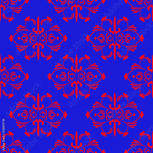 Decorative seamless pattern with plant and flowers, workpiece for your design. Flowers elements and motifs. Decor for textile and print design. Vector.	