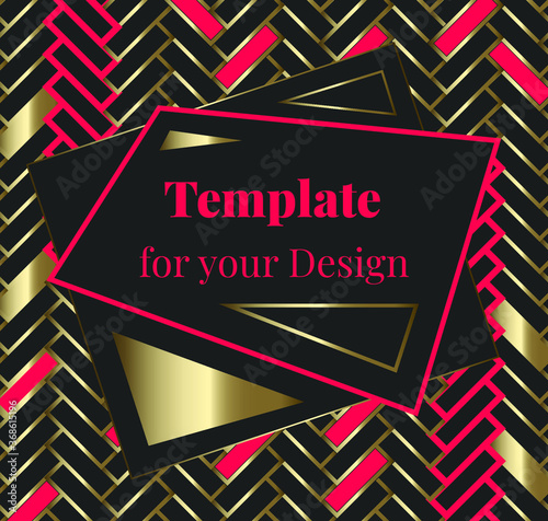 Template for your design on brick elements background of different geometric forms for packing,  banner, flyer and print design. Workpiece for your design. 
