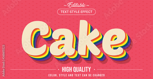 Editable text style effect - Rainbow cake theme style.