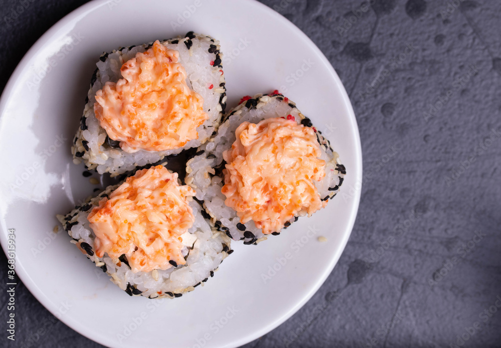 traditional asian rice rolls top view shot traditional asian rice rolls top view shot