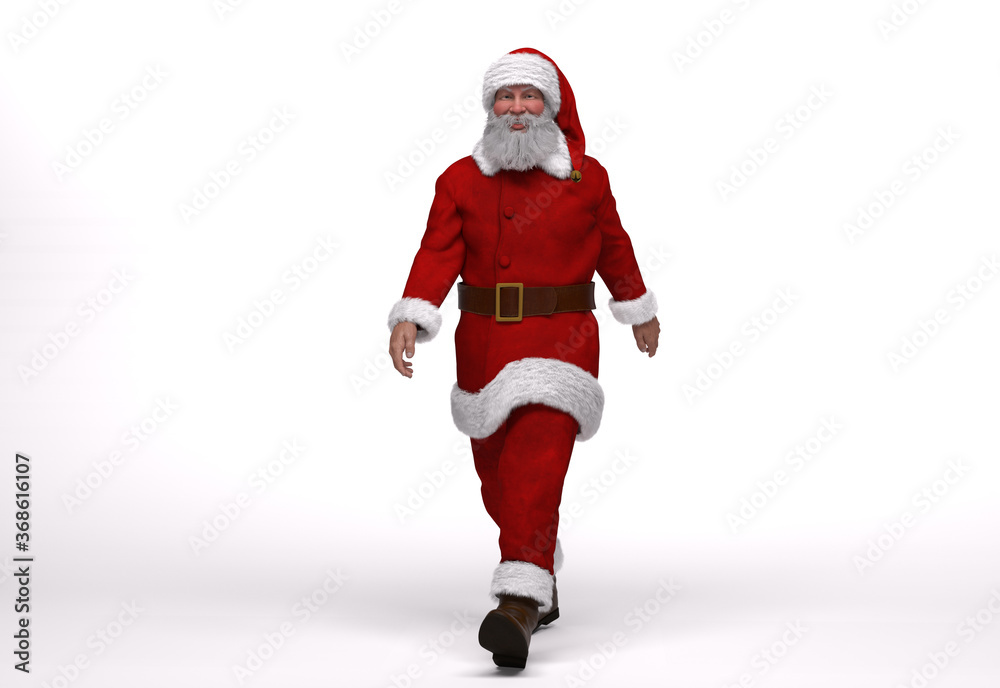 3D Render : the portrait of Santa Claus Character standing with white background 3D Render : the portrait of Santa Claus Character standing with white background