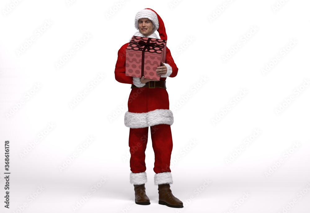 3D Render : the portrait of Santa Claus Character standing with white background 3D Render : the portrait of Santa Claus Character standing with white background