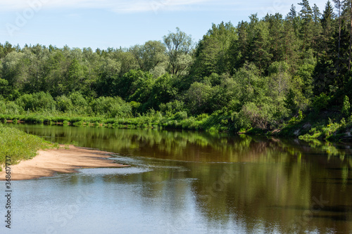 Fototapeta Naklejka Na Ścianę i Meble -  Wild river with reflections