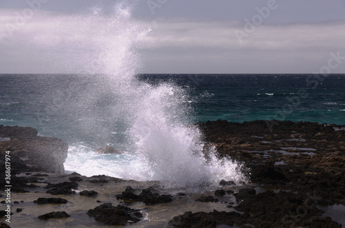 North west coast of Gran Canaria, Canary Islands, Puerto de las Nieves area, flying sea foam 