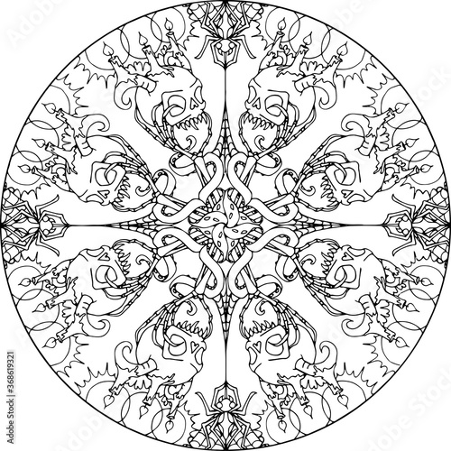 Mandala Skull Candlestick Holder