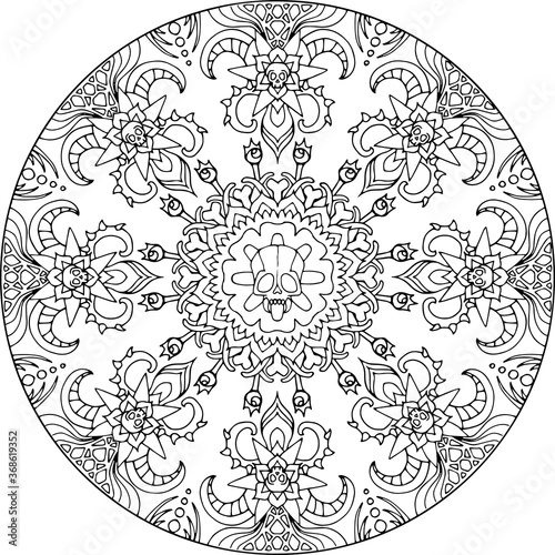 Mandala Skull Flower