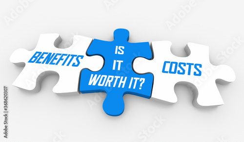 Cost Benefit Analysis CBA Is it Worth It Puzzle Pieces 3d Illustration photo