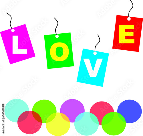 Love text vector banner,3d heart shapes,symbol of love