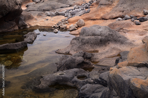 Gran Canaria, Textures of rocks at El Confital beach on the edge of Las Palmas