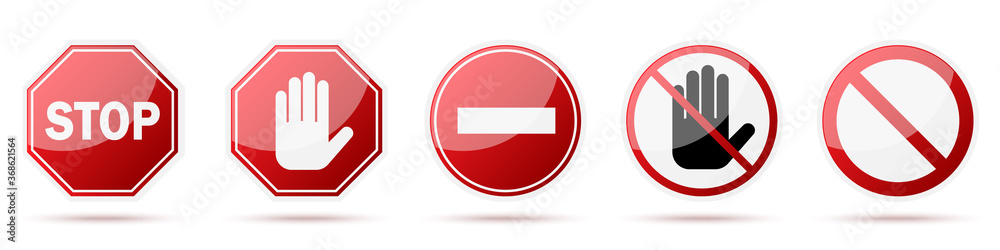 Red STOP sign isolated. Vector warning signs. Red STOP sign isolated. Vector warning signs.