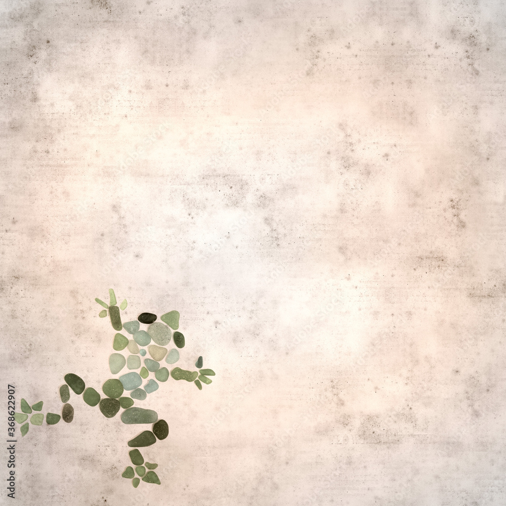 textured stylish old paper background, square, with seaglass frog textured stylish old paper background, square, with seaglass frog