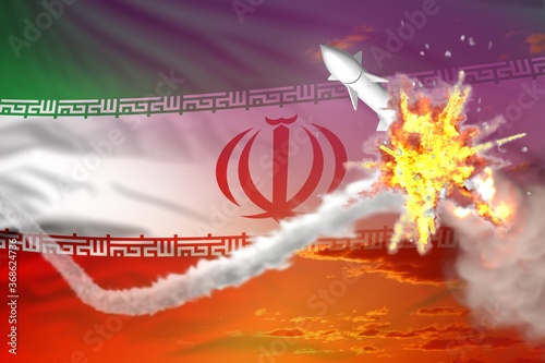 Fotografie Iran intercepted ballistic missile, modern antirocket destroys enemy missile con