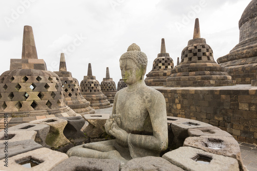 The Borobudur, Buddhist shrine, 40 km northwest of Yogyakarta, Central Java province, in the center of the Indonesian island of Java
