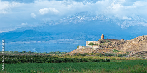 Khor Virap Monastery and apostolic church at the foot of Mount Ararat, Ararat Province, Armenia, Caucasus, Middle East, Asia
