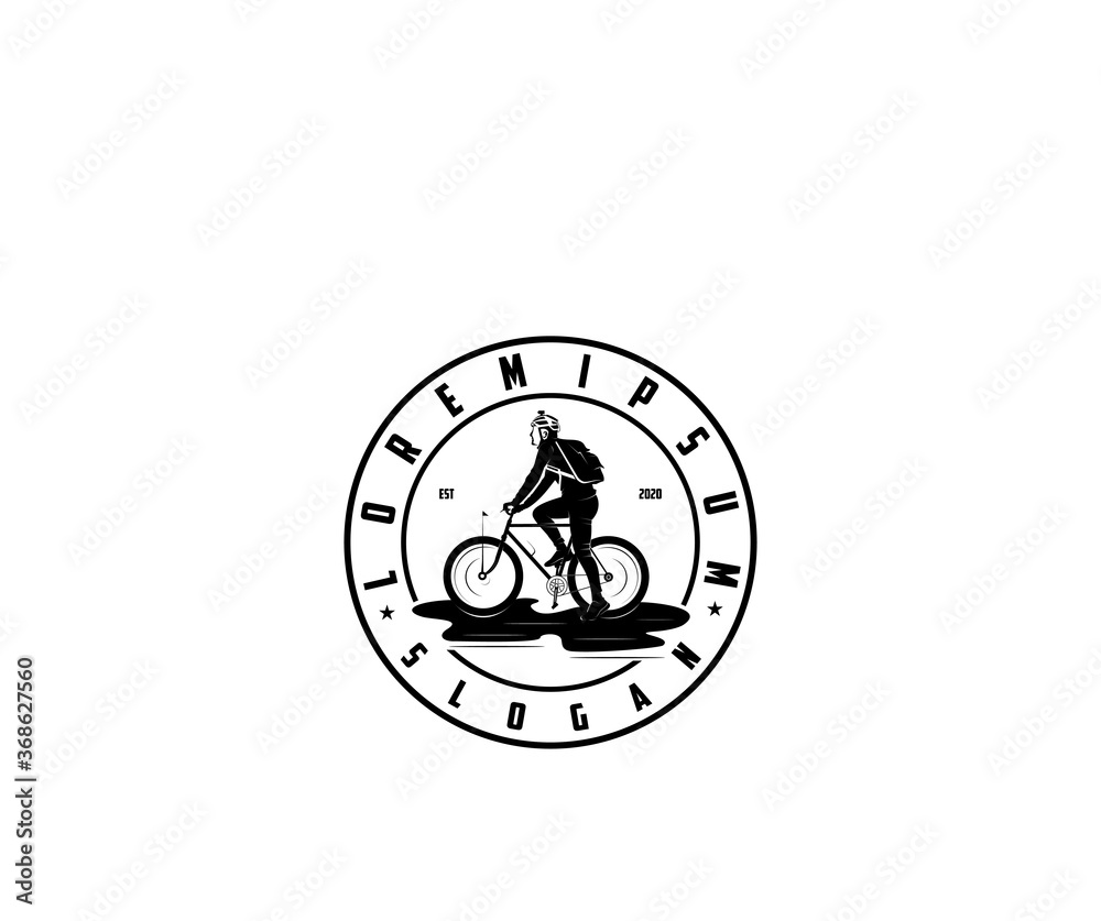 Bicycle traveler icon logo design silhouette Bicycle traveler icon logo design silhouette
