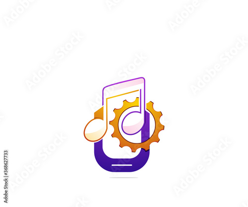 Phone music settings logo design template