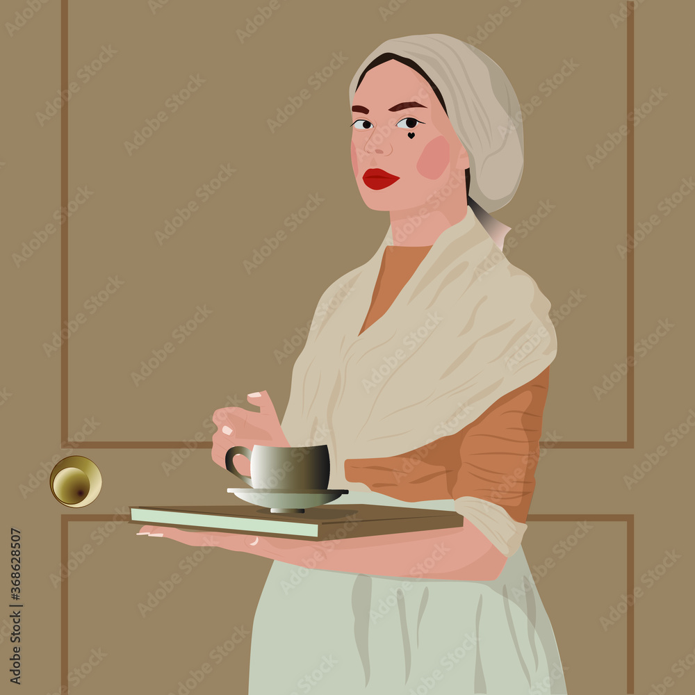 maid with a Cup of coffee vector illustration portrait maid with a Cup of coffee vector illustration portrait