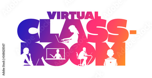 Virtual classroom concept typographic design