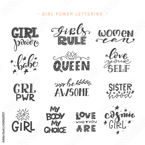 Feminism quotes and woman motivational slogans, girl power