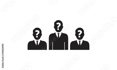 People icon and blank area for some person with question mark symbol.