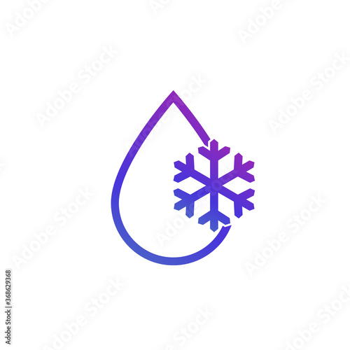 drop with snowflake, frozen water, ice icon