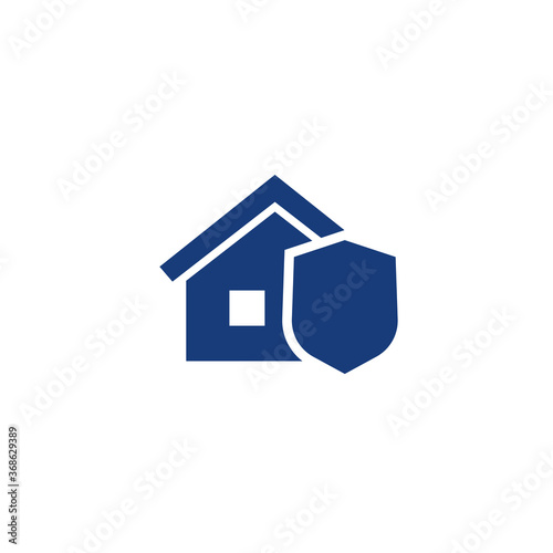 House and shield icon on white