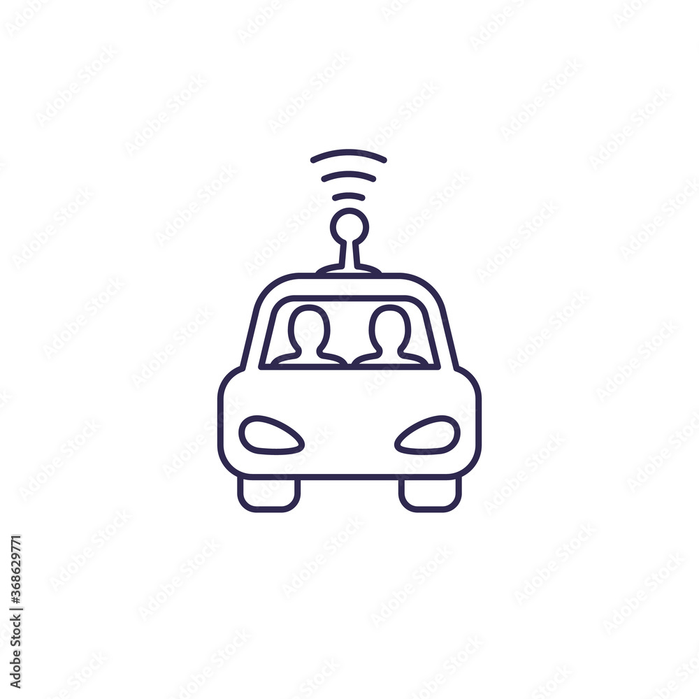 autonomous self drive car line icon