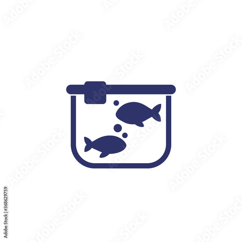 Aquarium with fish icon on white