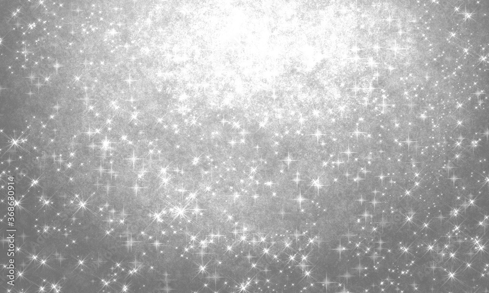 monochrome grunge gray background with sparkles and stars