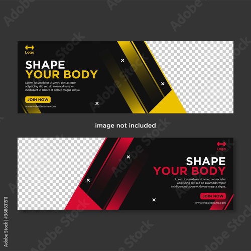 Gym & fitness social media banner web template