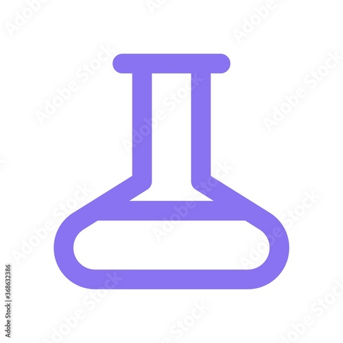Laboratory glass for chemical experiments. Flask, lab experiment tube icon.