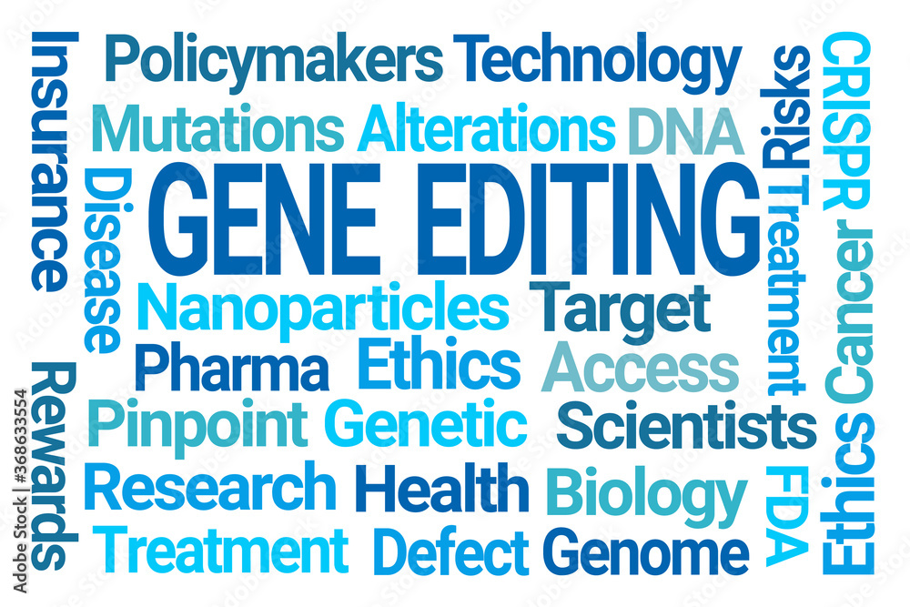Gene Editing Word Cloud on White Background Gene Editing Word Cloud on White Background